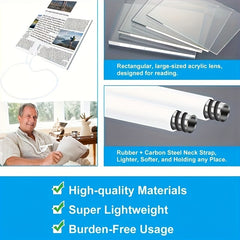 5X Hands-Free Magnifying Glass for Seniors Large Full Page View