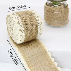 Burlap Decorative Ribbon Jute Webbing Edge Ribbon 2m 6.6ft Per Roll