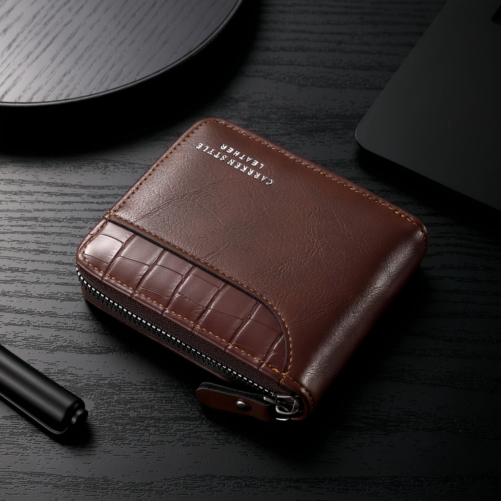 Stylish Mens Zipper Wallet with Card Slots