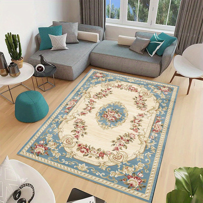 Vintage Floral Area Rug Stain Resistant Washable Anti Fatigue Water Absorbent