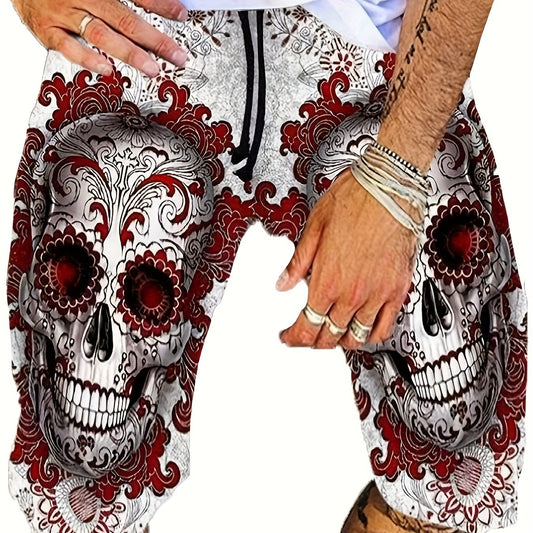 Men's Floral Skull Graphic Shorts Comfortable and Stylish Summer Wear