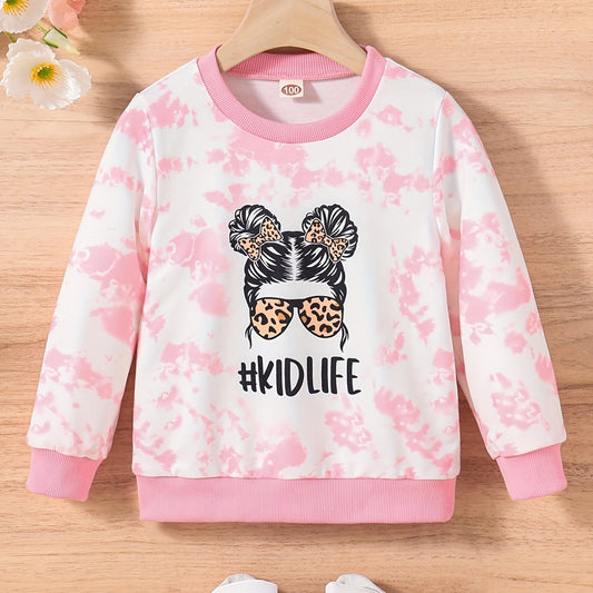 Toddler Girls Portrait Print Crew Neck Sweatshirt