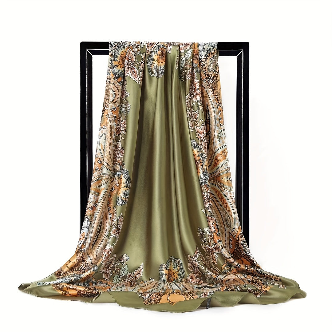 Paisley Print Square Scarf Satin Bandana Silk Hijab Women Head Wraps