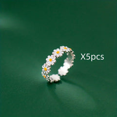 Enamel Sunflower Open Adjustable Ring Girls Decor