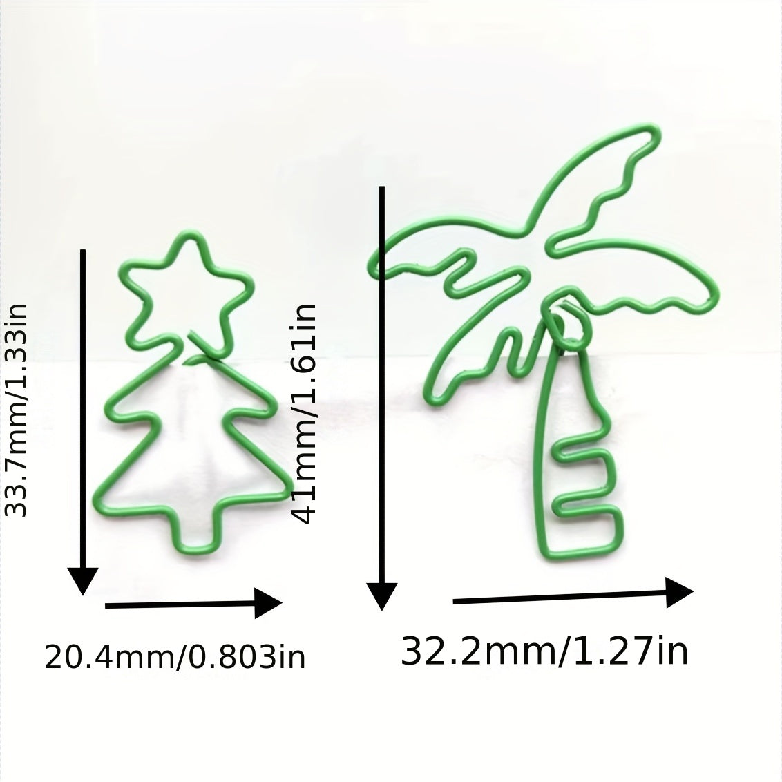 20pcs Mixed Coconut Tree Christmas Tree Paper Clips Metal Office Binding