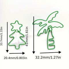 20pcs Mixed Coconut Tree Christmas Tree Paper Clips Metal Office Binding
