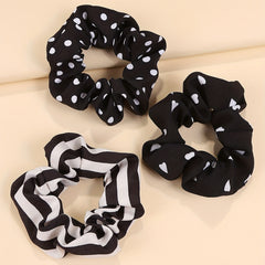6pcs Polka Dot Scrunchie Hair Tie Stripe Heart Hair Rope Hair Accessories