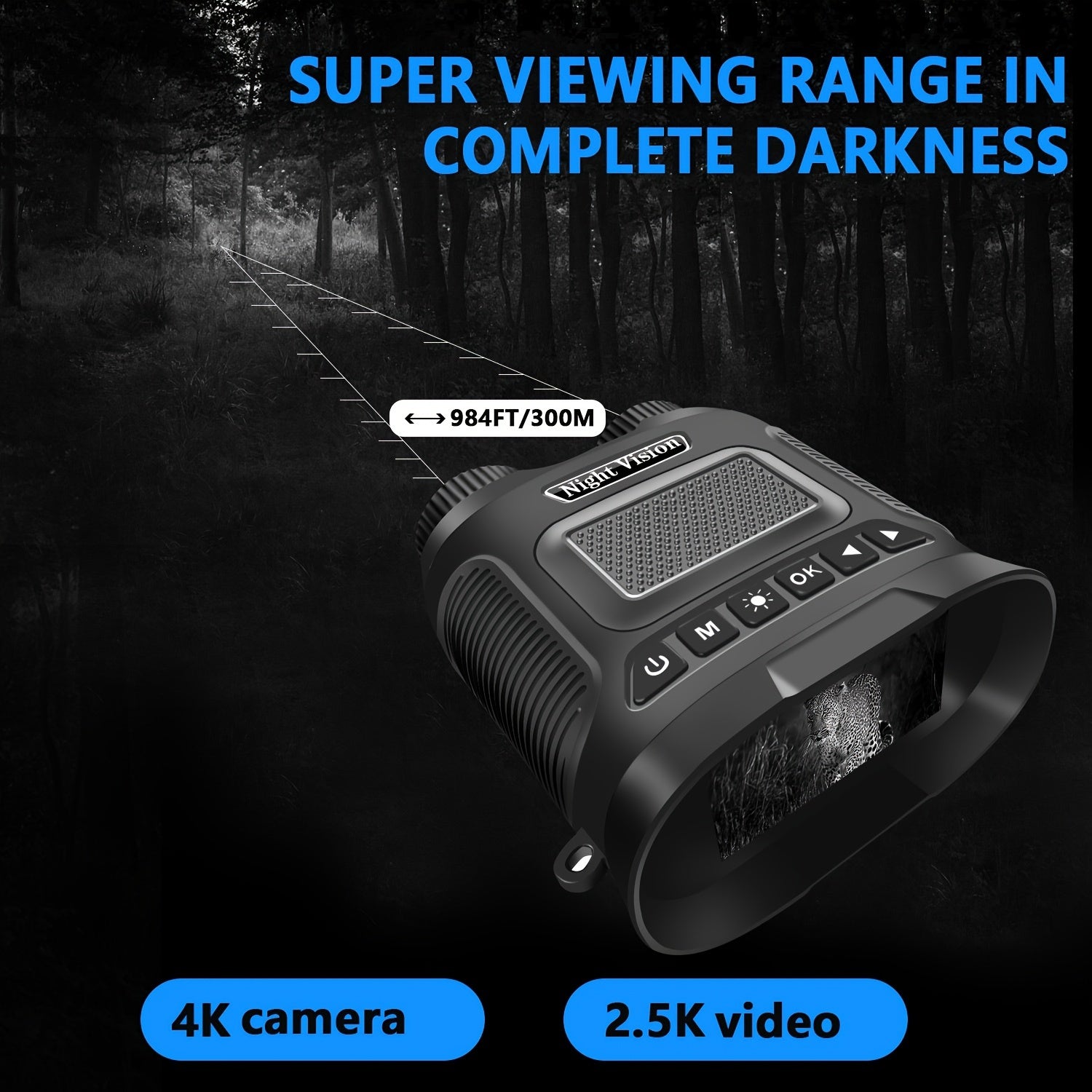 8X Binoculars Night Vision Device, See 300 Meters, Outdoor Camping