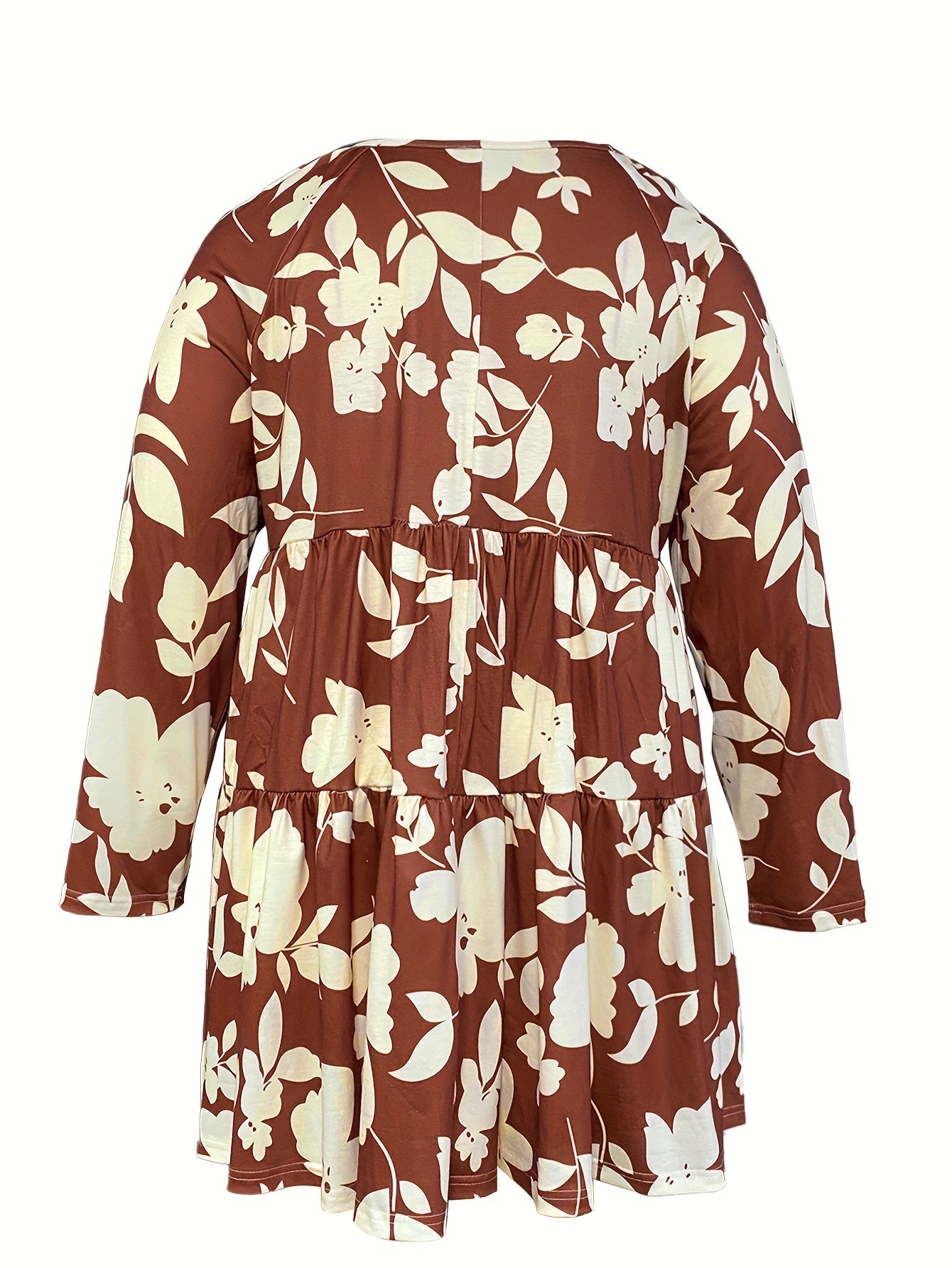  Floral Print Loose Fit Smock Mini Dress