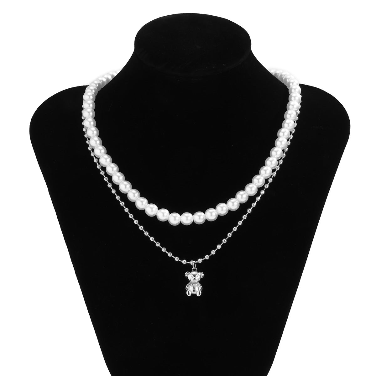Men's Pearl Bear Pendant Necklace