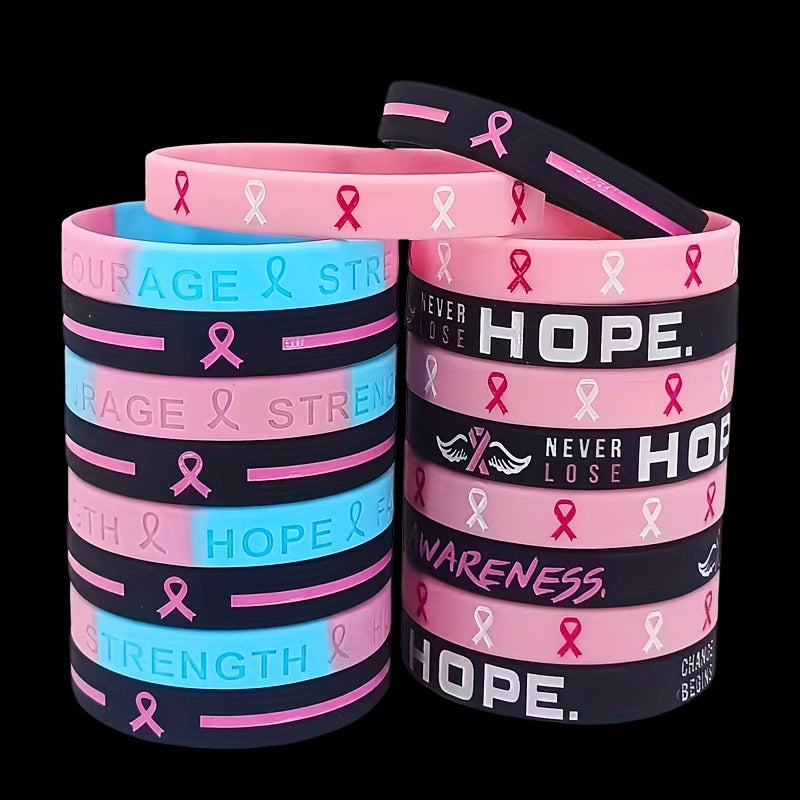 HOPE STRENGTH Courage Bracelet Pink Ribbon Bracelet