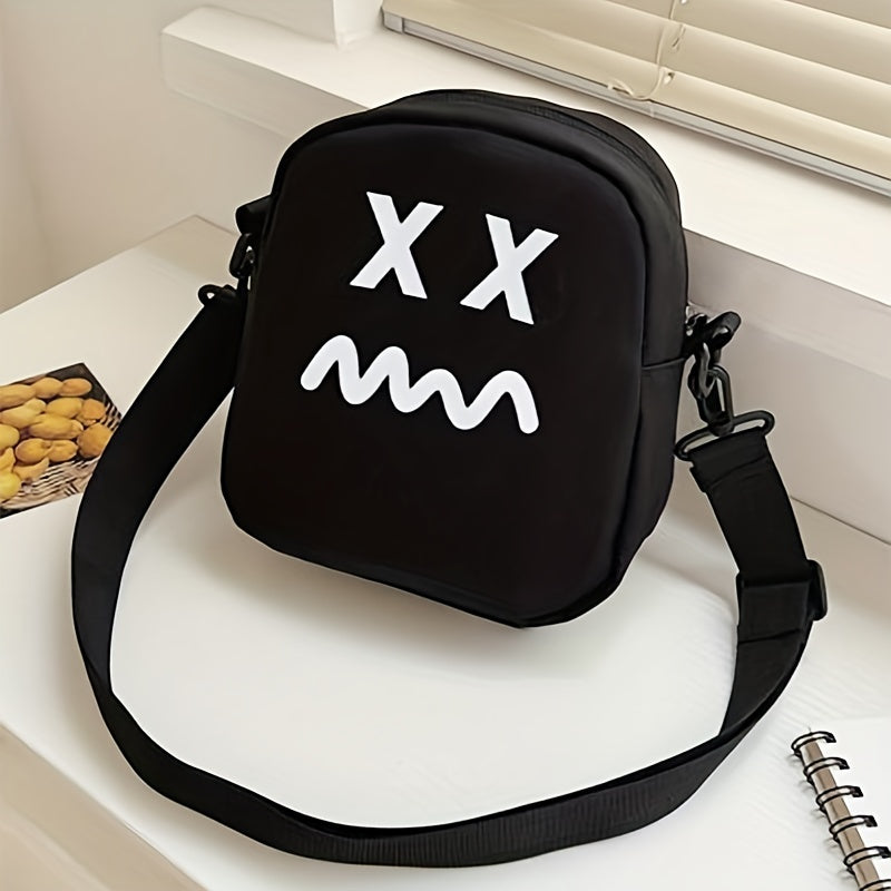 Funny Face Crossbody Bag Nylon Lightweight Messenger Casual Shoulder Bag