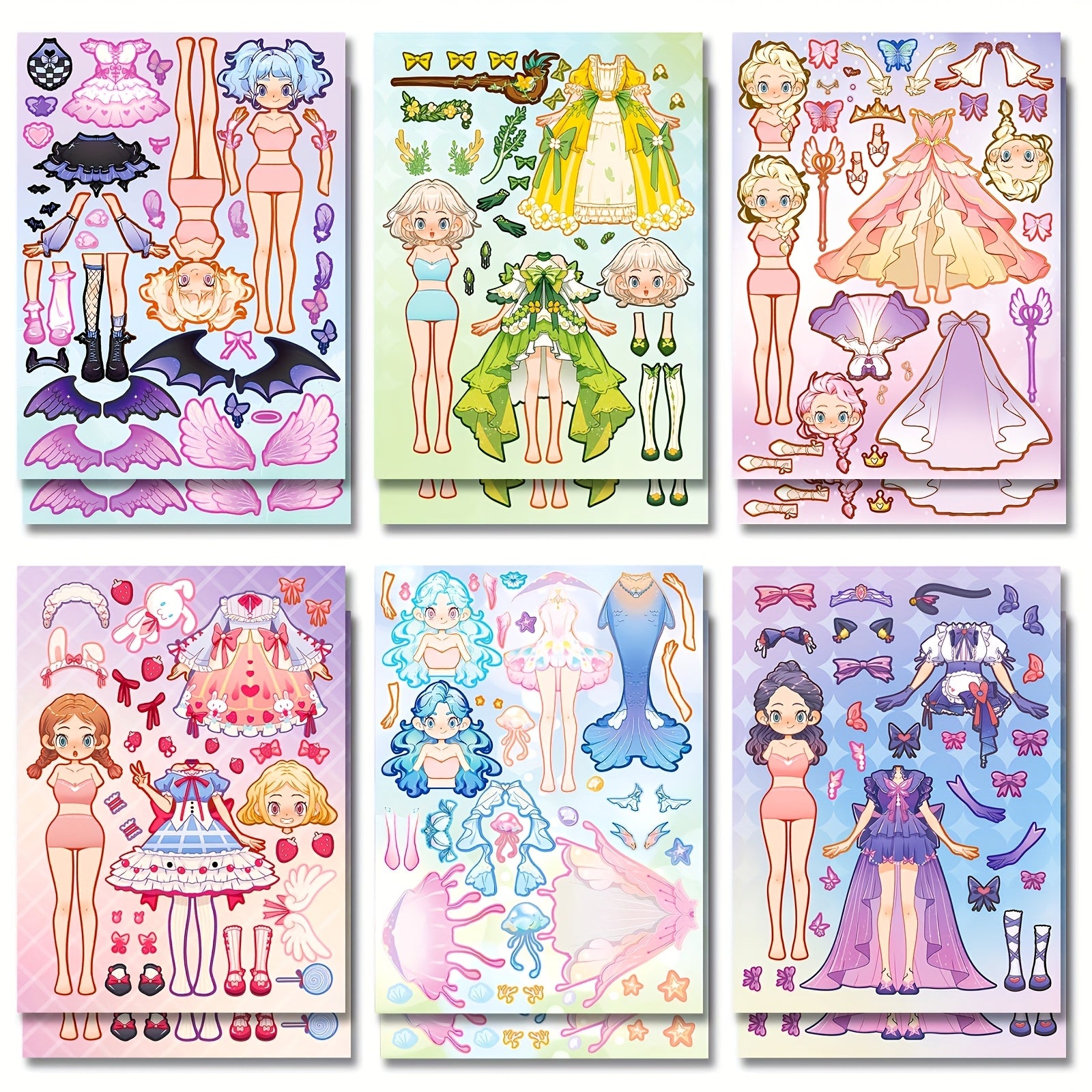 Cartoon Princess Reusable Stickers Set