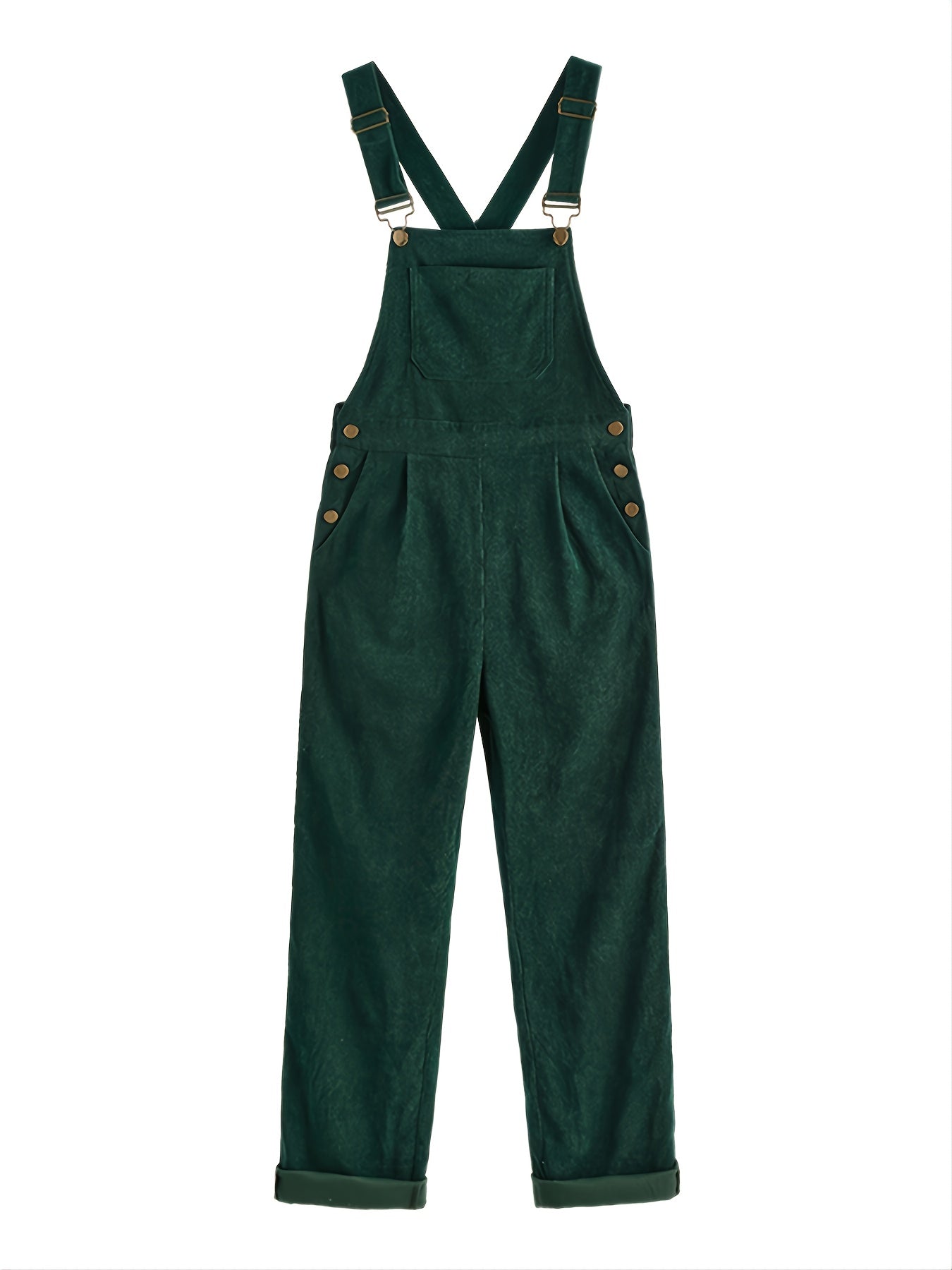 Casual Corduroy Criss Cross Jumpsuit Solid Pocket Loose Jumpsuit