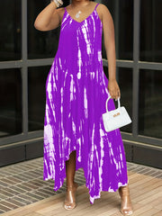Women's Plus Tie Dye V-Neck Cami Dress with Pockets