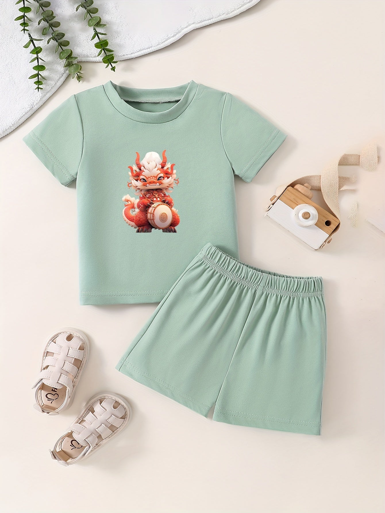 Toddler Kid 2pcs Bottoming Set Short Sleeve T shirt & Matching Shorts