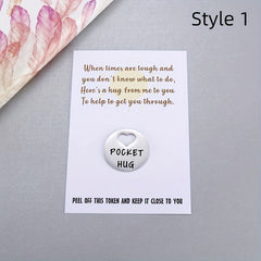 Stainless Steel Little Hug For My Bestie Pocket Token & Greeting Card