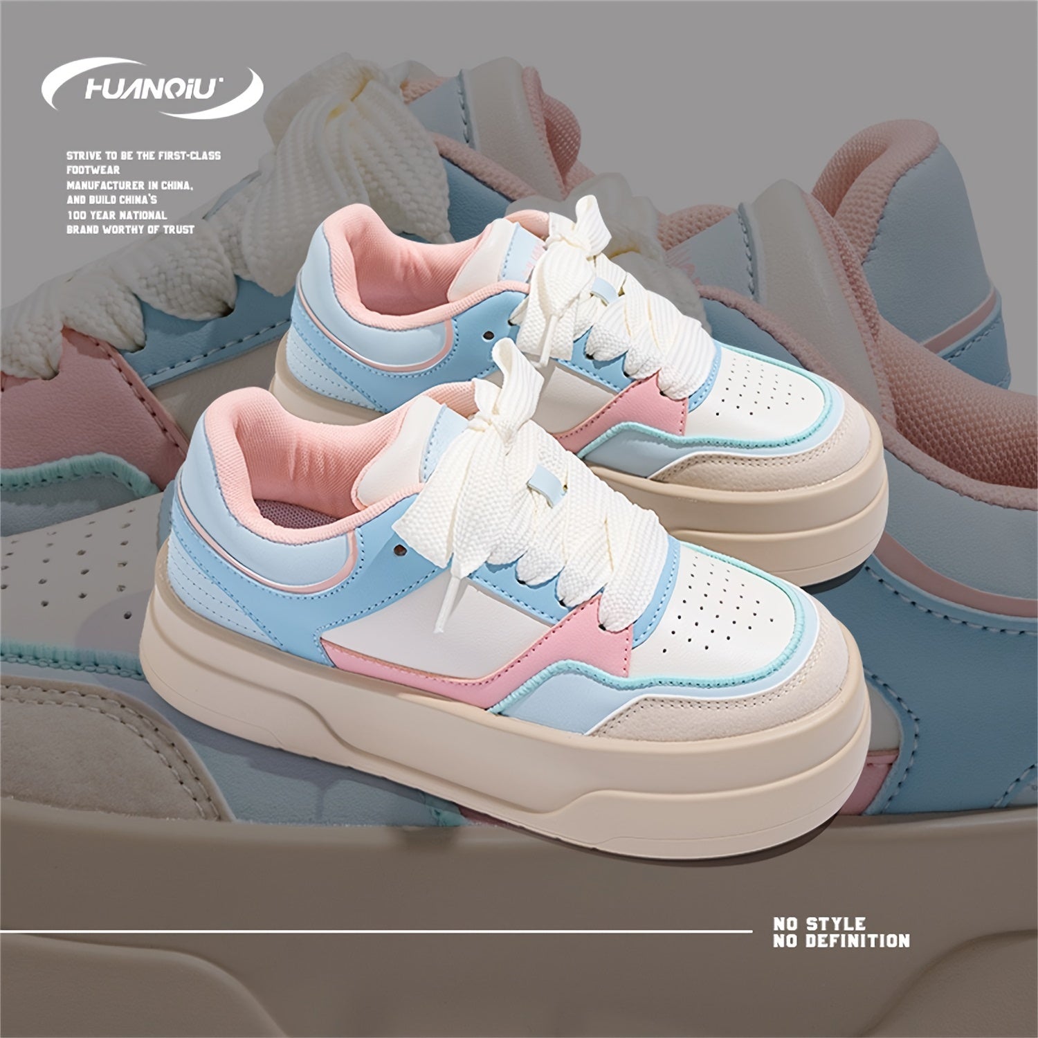 Women's Lace-up Round Toe Flatform Skate Shoes