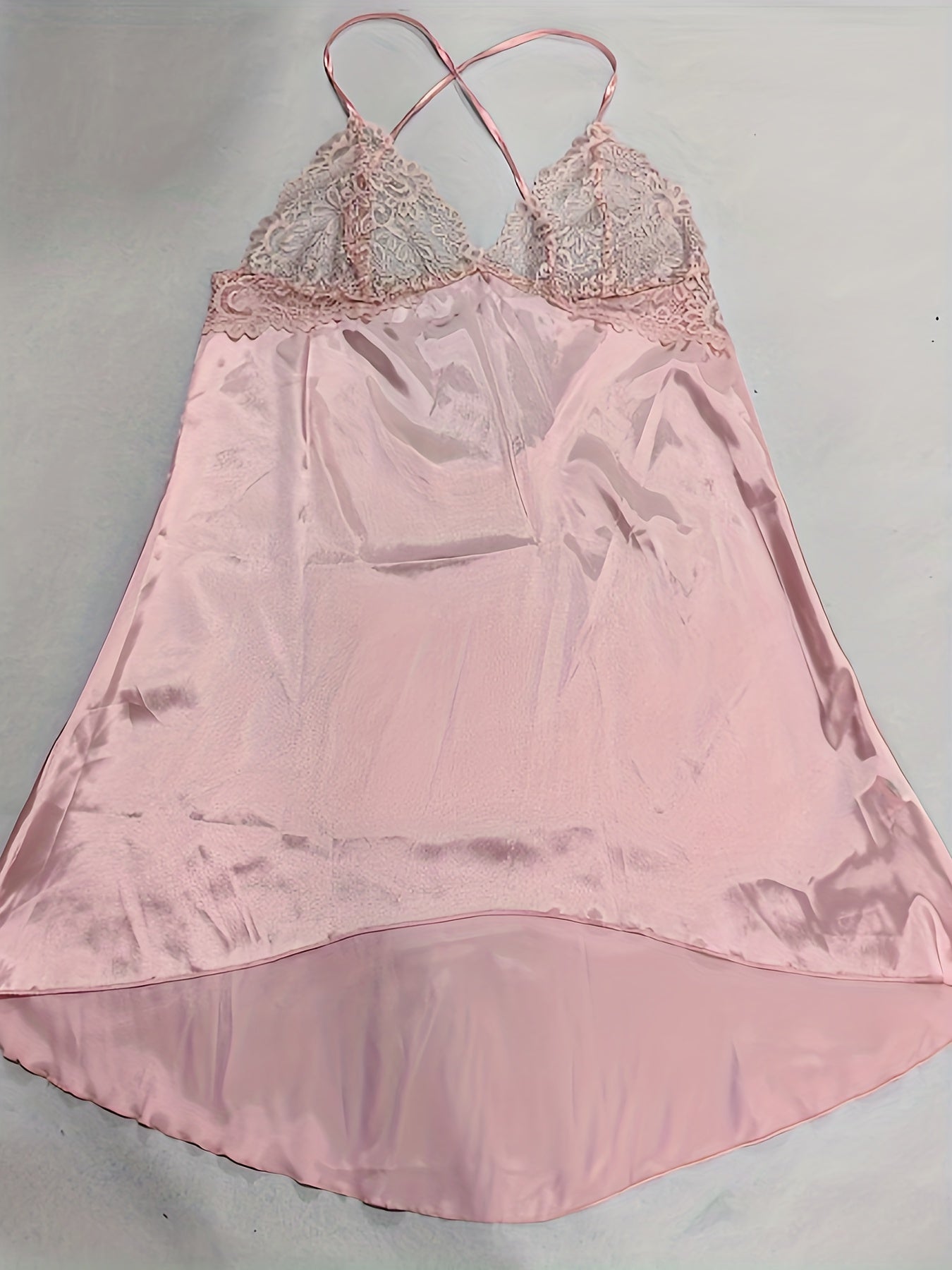  Lace V Neck Satin Nightdress