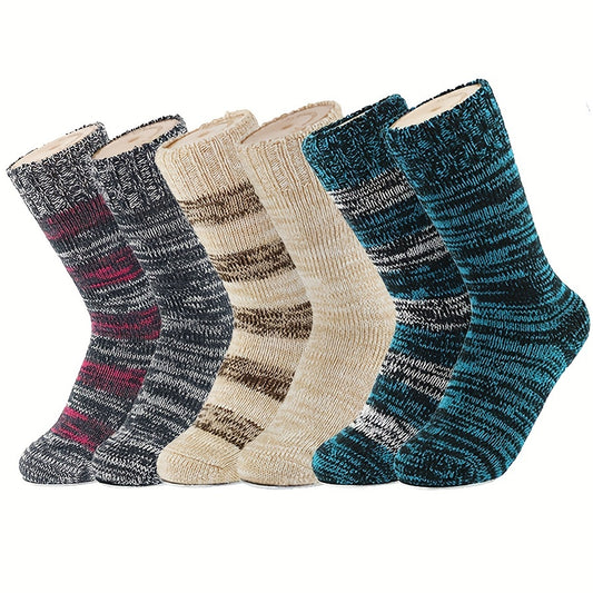 2 Pairs Stripe Print Socks Warm Mid Tube Women's Stockings