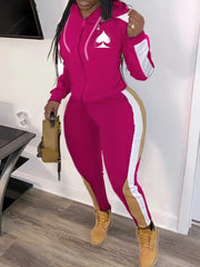  Colorblock Graphic Print Hoodie & Pants Set