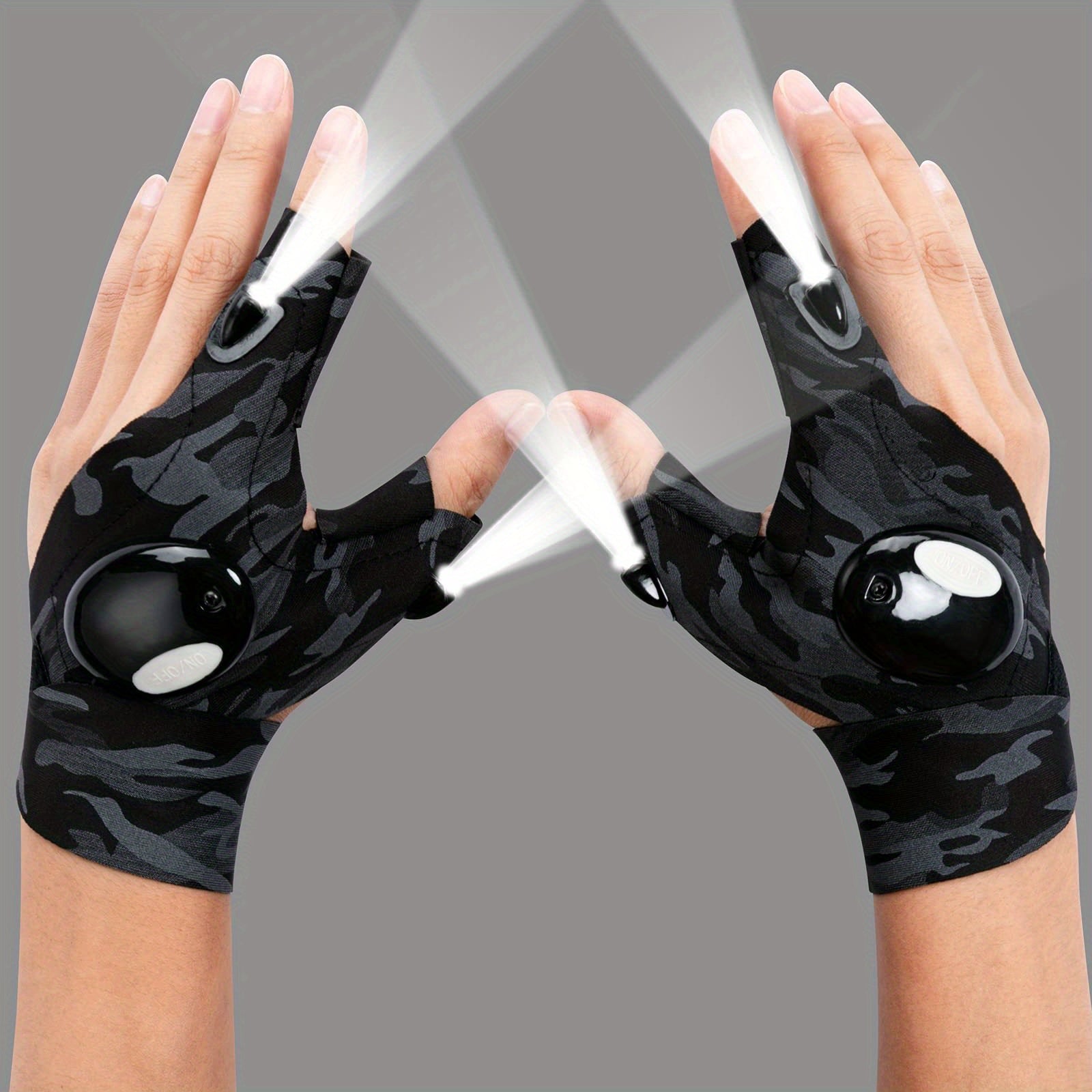LED Flashlight Gloves for Repairing Fishing Running Hiking
