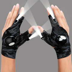 LED Flashlight Gloves for Repairing Fishing Running Hiking