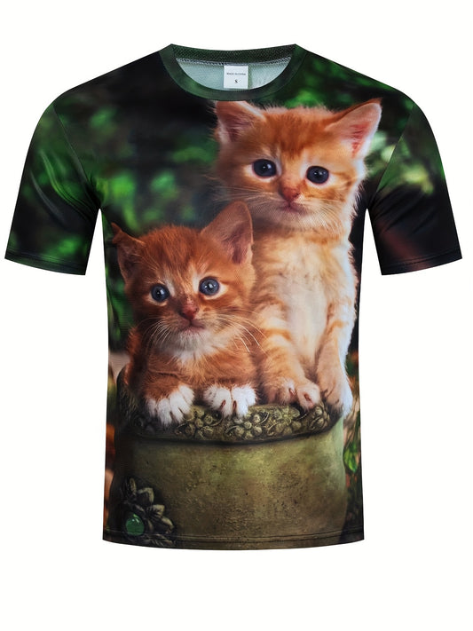 Kitty Print T Shirt Unisex Breathable Top Men Women