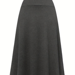 A-Line Stretch Skirt Wide Waistband Solid Color