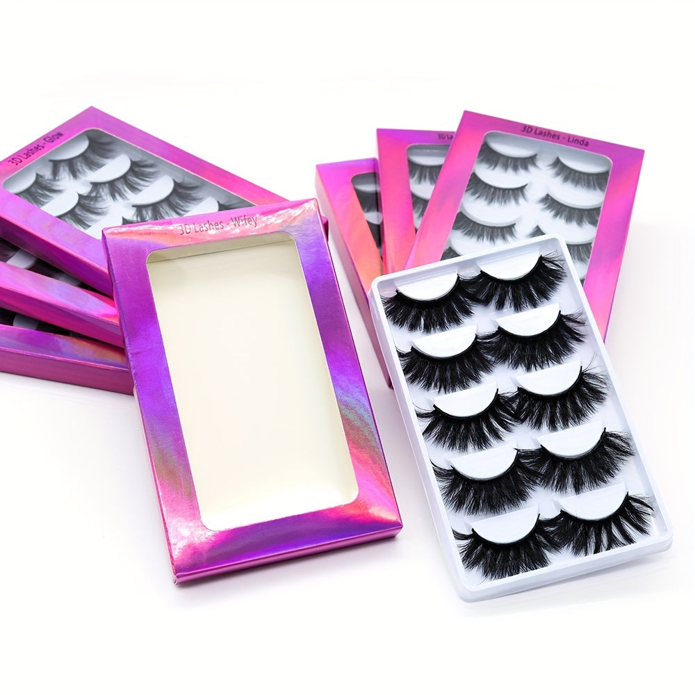 5 Pairs Strip Mink Lashes Extensions Natural Reusable False Eyelashes