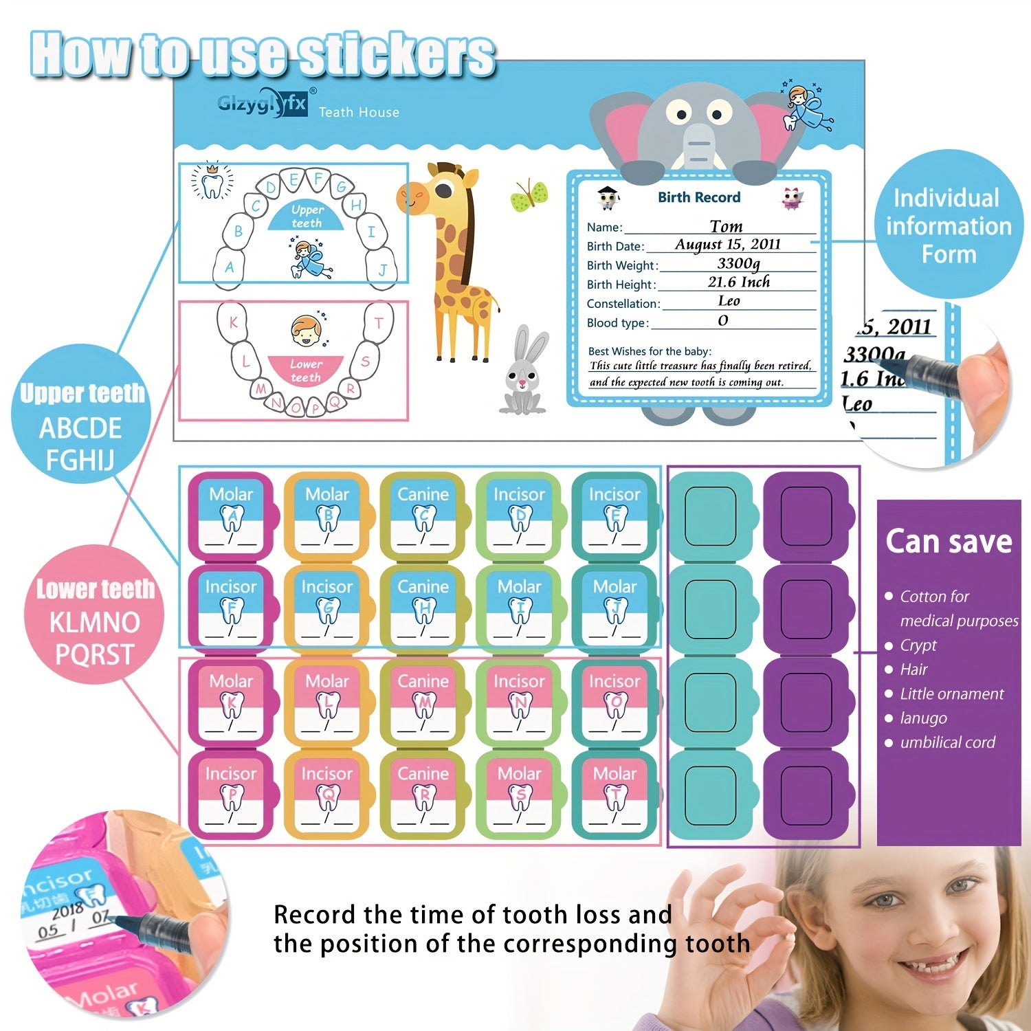 Baby Teeth Keepsake Box Tooth Fairy Lost Deciduous Tooth Collection