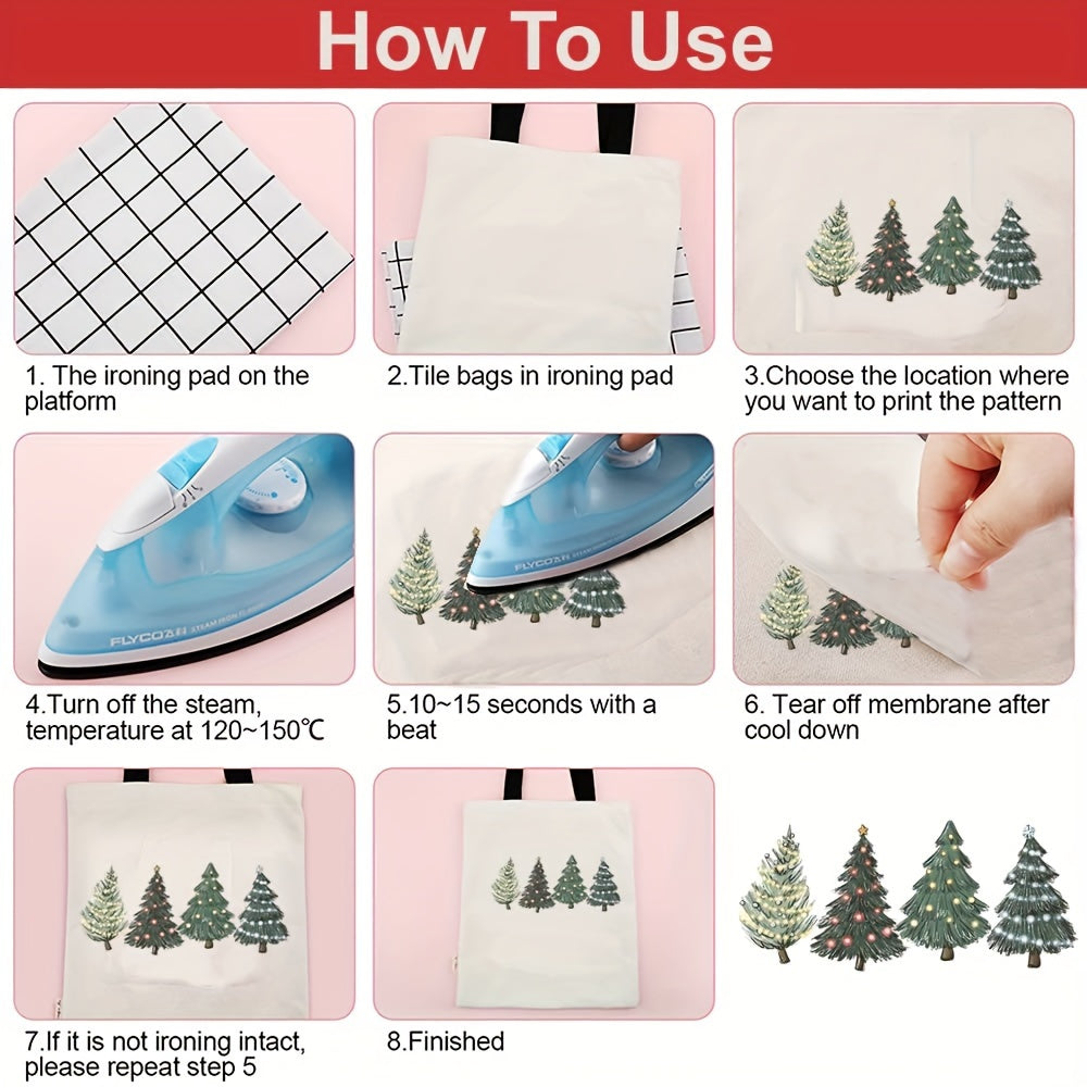 Christmas Tree Heat Transfer Stickers Xmas Iron On Patches Decals