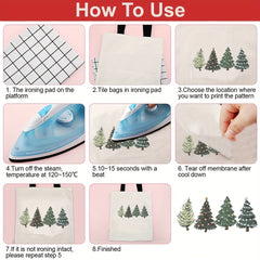 Christmas Tree Heat Transfer Stickers Xmas Iron On Patches Decals