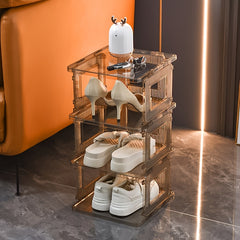 Foldable Plastic Shoe Rack Stackable Space Saving Organizer