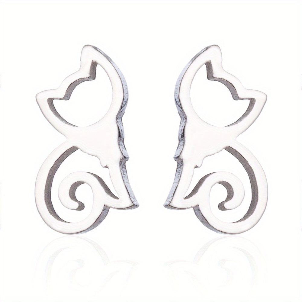2pcs Men's Kitten Ear Studs Stainless Steel Ear Accessories