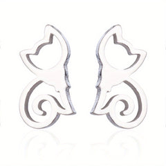 2pcs Men's Kitten Ear Studs Stainless Steel Ear Accessories