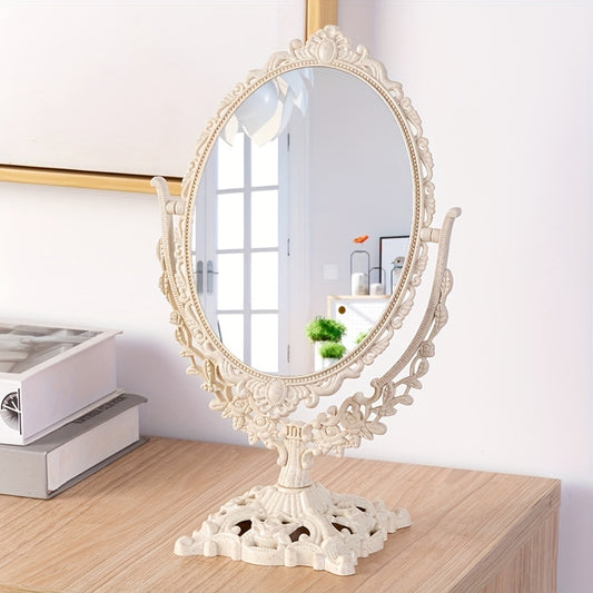 Vintage Floral Makeup Mirror Double Sided 360 Degree Rotating Vanity Mirror