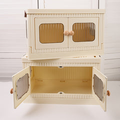 Beige Medium Folding Desktop Storage Single Without Wheels
