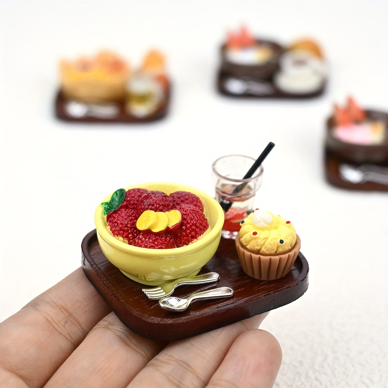 Tea Set with Desserts and Drinks Dollhouse Accessories