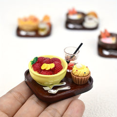 Tea Set with Desserts and Drinks Dollhouse Accessories