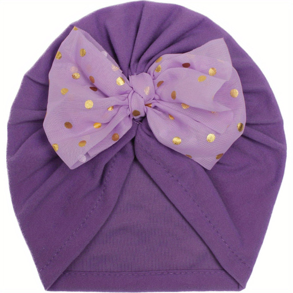 Candy Bronzing Point Bow Baby Headscarf Hat