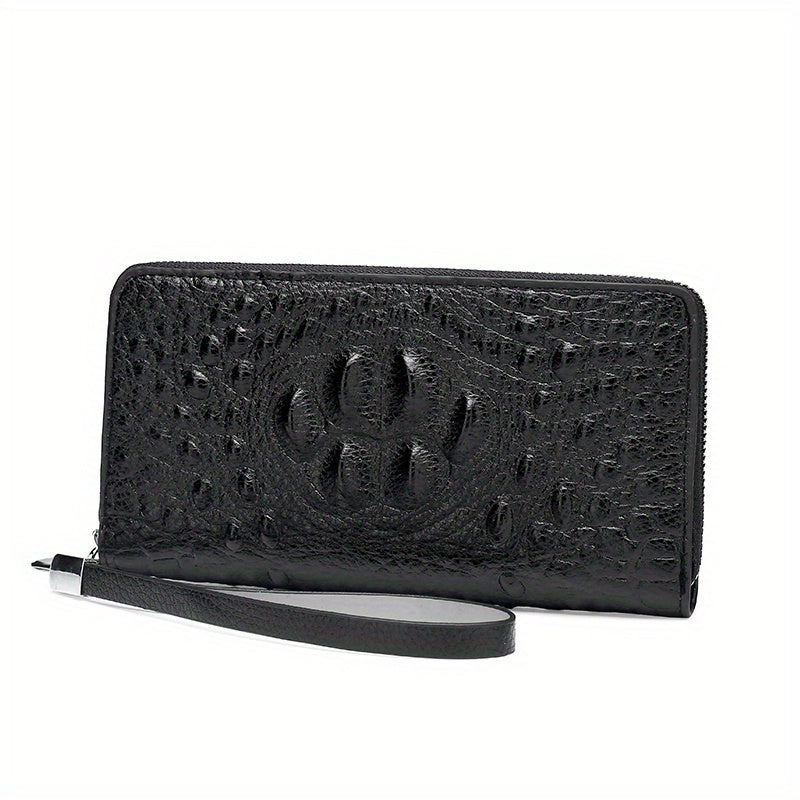Men's Crocodile Pattern Clutch Bag Business Zipper Purse