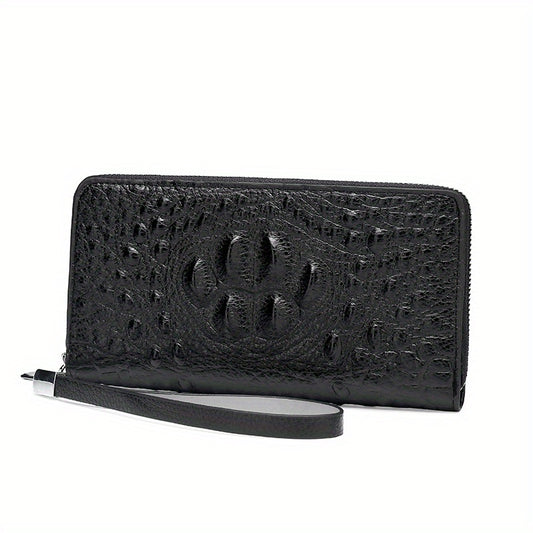 Men's Crocodile Pattern Clutch Bag Business Zipper Purse