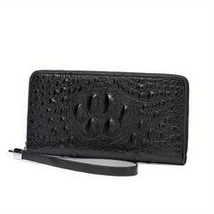 Men's Crocodile Pattern Clutch Bag Business Zipper Purse