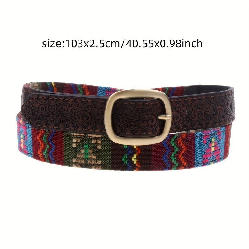 Vintage Coffee Embossed Belt for Women