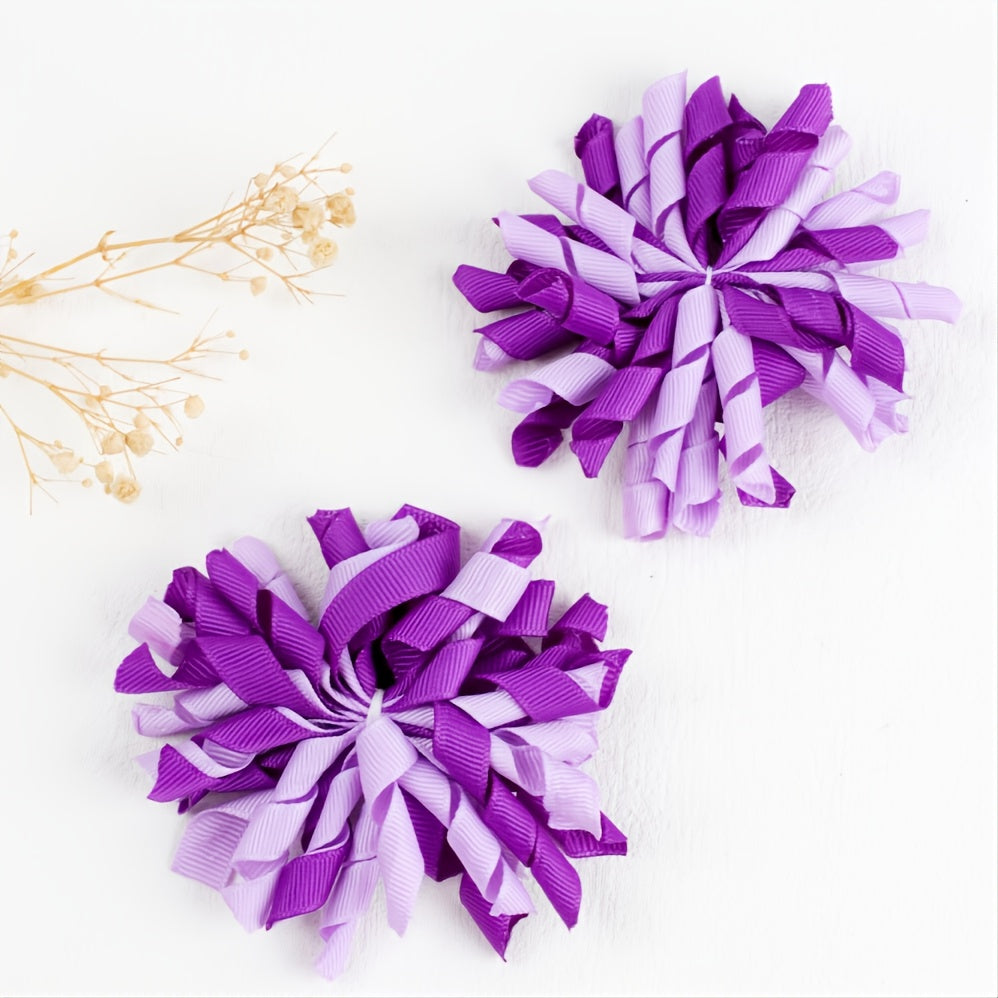 2pcs Baby Girl Curly Hair Ribbon Hair Bun Clip Christmas Firework Hair Clip