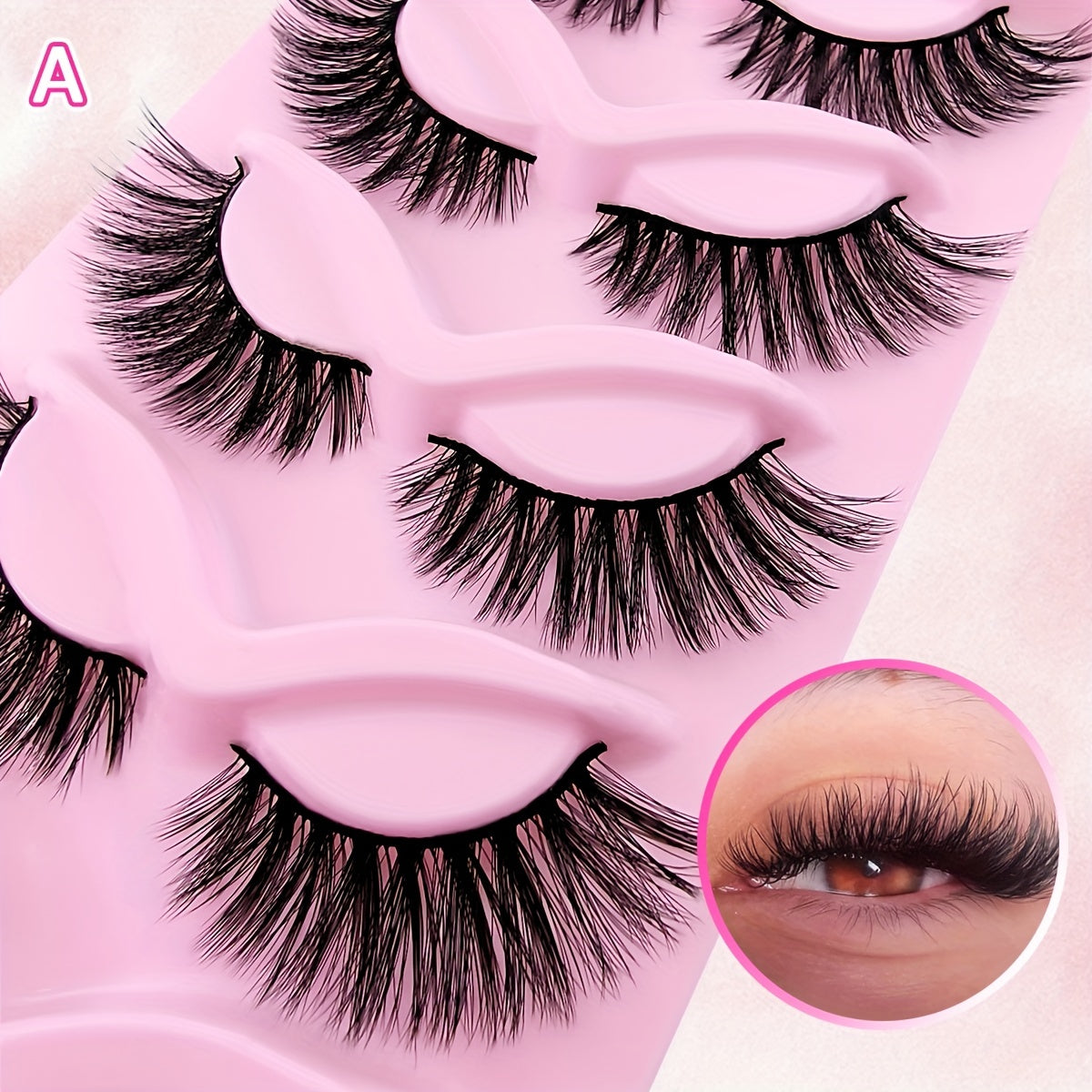 5 Pairs Cat Eye Faux Mink Eyelashes Fluffy Volume Strip False Lashes