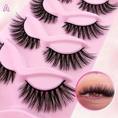 5 Pairs Cat Eye Faux Mink Eyelashes Fluffy Volume Strip False Lashes