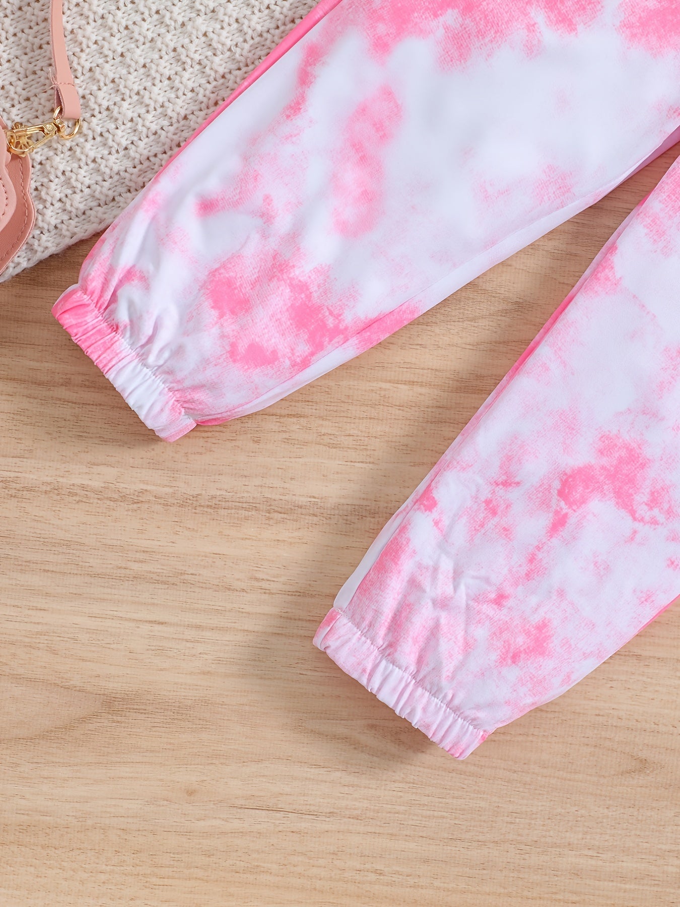 Toddler Girls Butterfly Embroidery Tie Dye Top & Sweat Pants 2pcs Sportwears