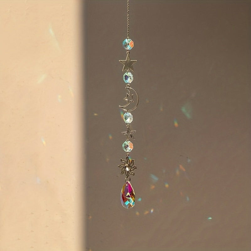 Moon Crystal Pendant Stained Glass Window Hanging